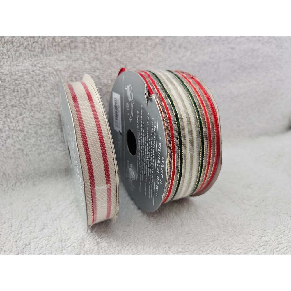 Wondershop Striped Christmas Ribbon Set 18 ft & 30 ft Holiday Gift Wrap Decor